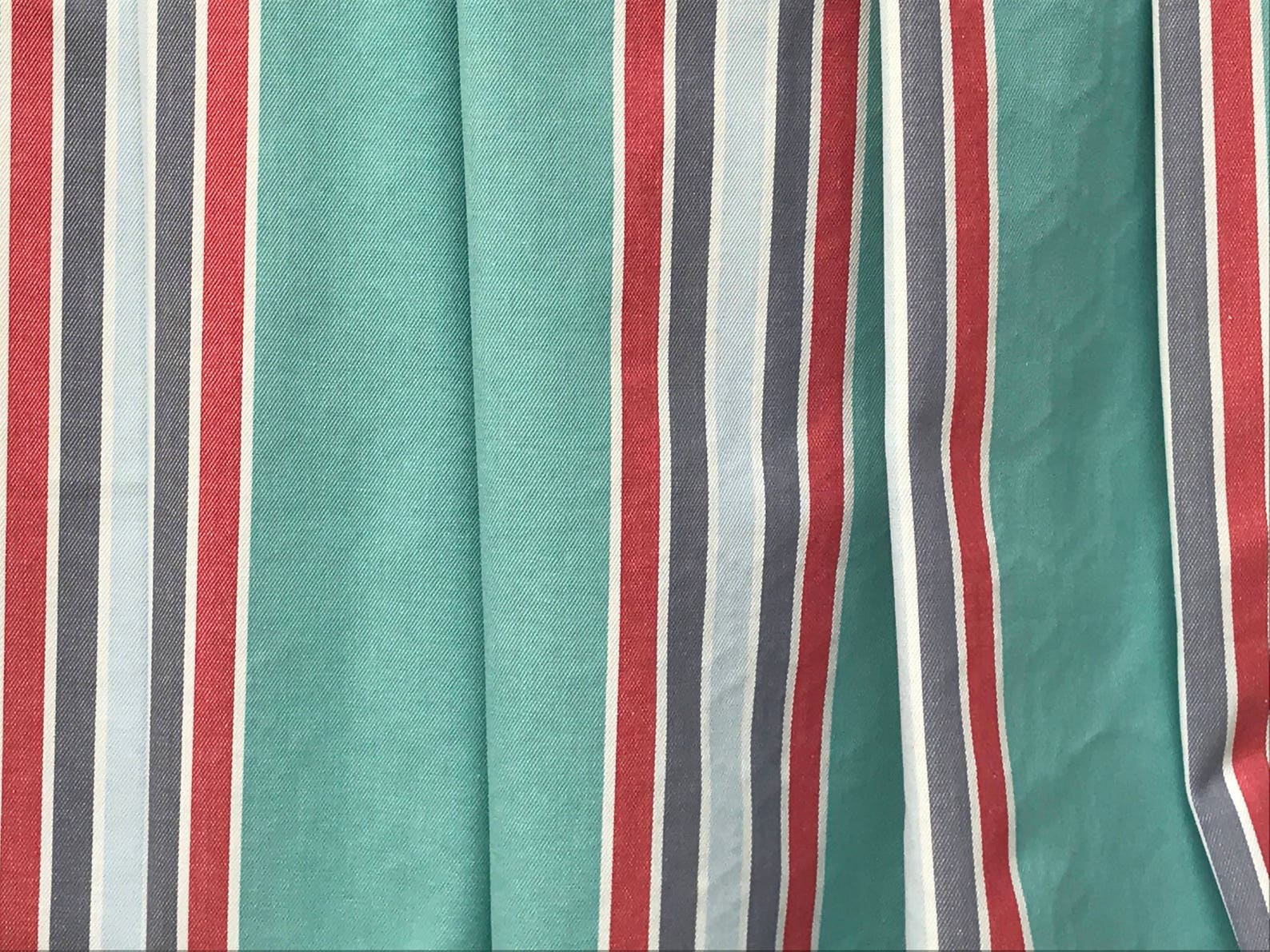 Sea Green Red and Blue Stripes Curtain Fabric by the Yard | Etsy