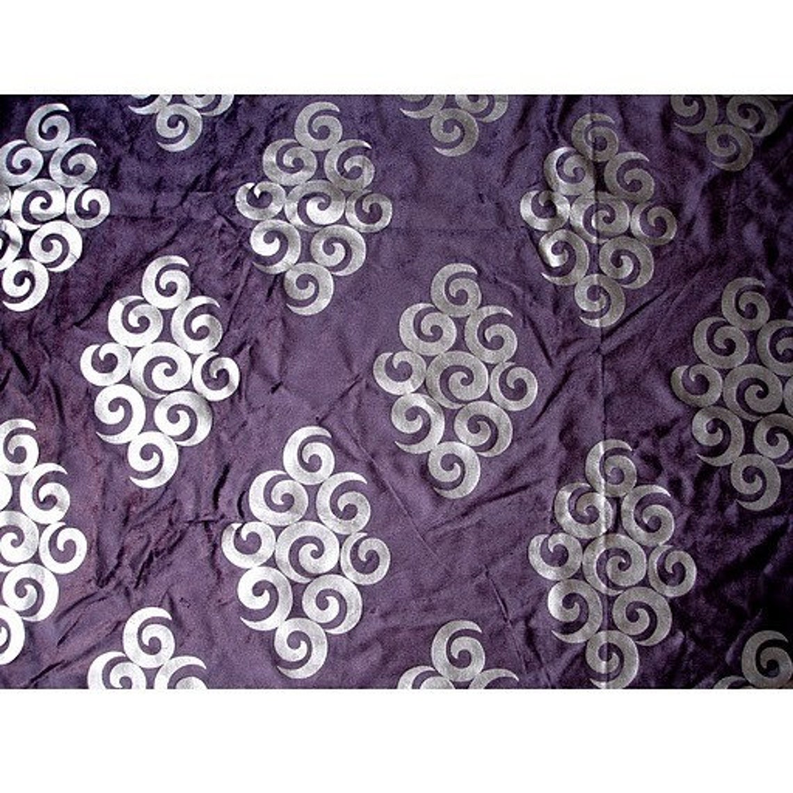 Mint Purple Scrolls Purple Velvet Fabric With Glitter Etsy