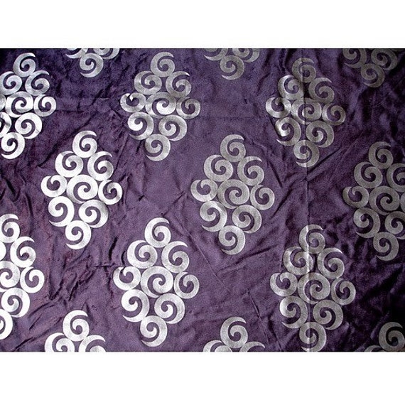 Mint Purple Scrolls Purple Velvet Fabric With Glitter Etsy