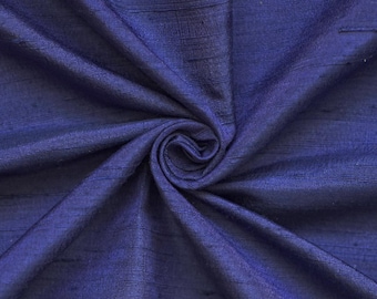 Tela de seda azul oscuro cortada a medida/metro, tela de seda dupioni azul oscuro de 41 pulgadas, tela de seda slub al por mayor para cortinas, vestidos de novia