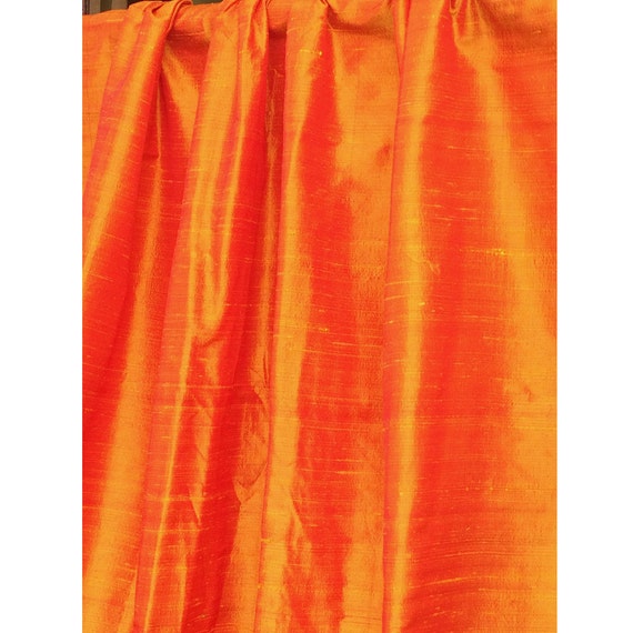 Saffron Orange 100 Percent Pure Silk Dupioni Grommet Unlined Etsy