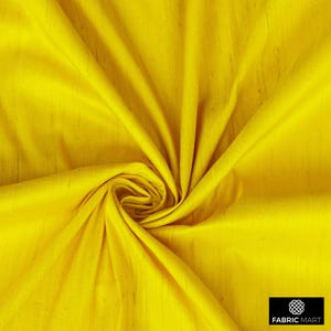 Bright Yellow Silk Fabric By The Yard / Metre, 41 inch Bright Yellow Silk Dupioni Fabric, Wholesale Slub Silk fabric for Upholstery, Curtain