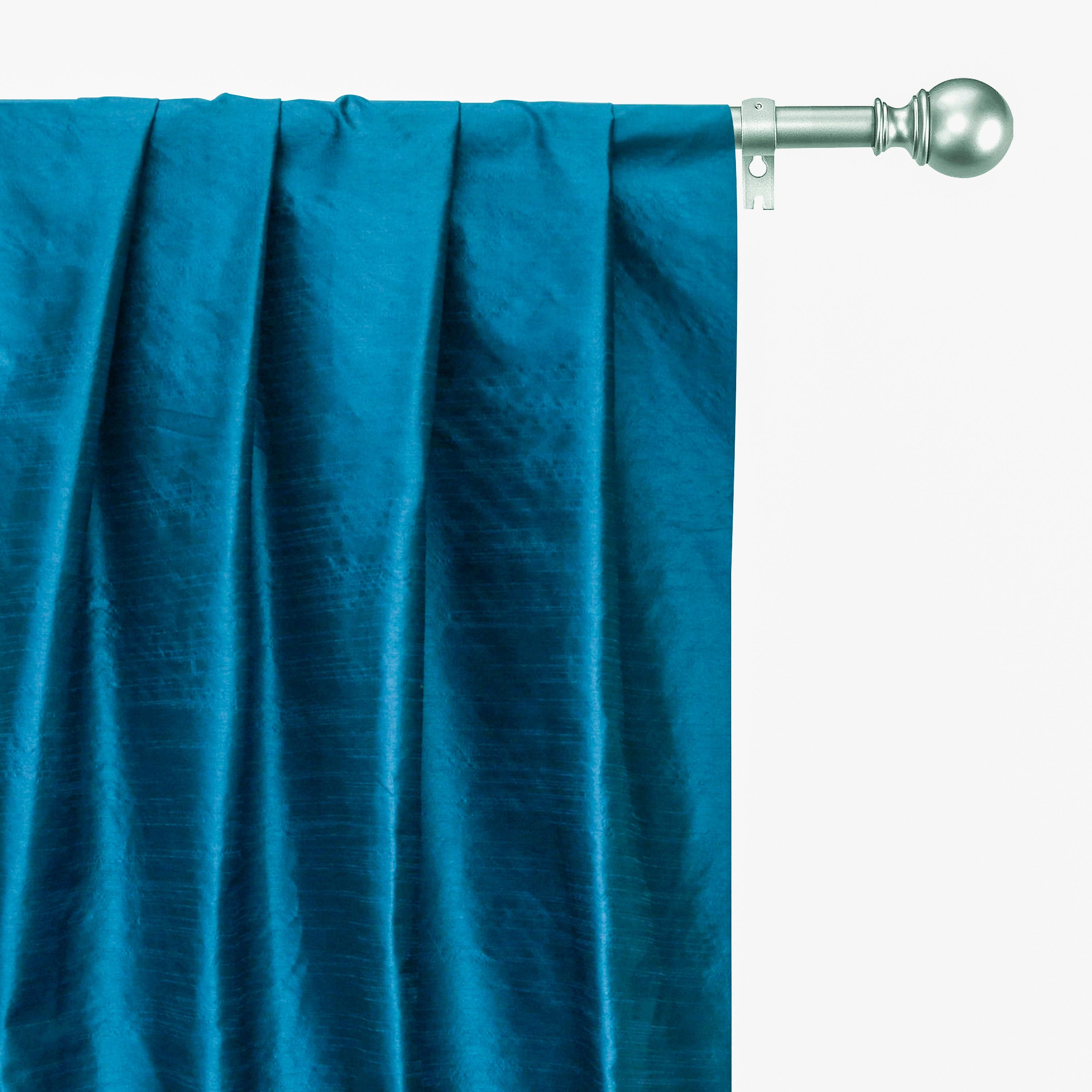 Peacock Blue Art Silk Curtain Panels Faux Silk Curtains Rod Etsy