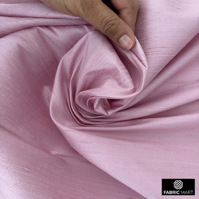 Pastel Lilac 100% Pure Silk Fabric By The Yard / Metre, 41 inch Pure Dupioni Silk Fabric, Lustrous Slubbed Silk fabric for Curtains, Dresses image 3
