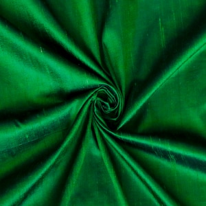 Forest Green Silk Fabric by the Yard, 41 inch Forest Green Dupioni Silk Fabric, Wholesale Slub Silk fabric for Curtain, Drapes, Bridal Dress