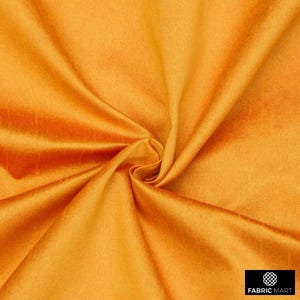 Saffron Orange Art Silk Fabric By The Yard / Metre, Faux Silk Curtain Fabric, Dress Fabric, Wholesale Art Silk Fabric, Slub Faux Silk Fabric