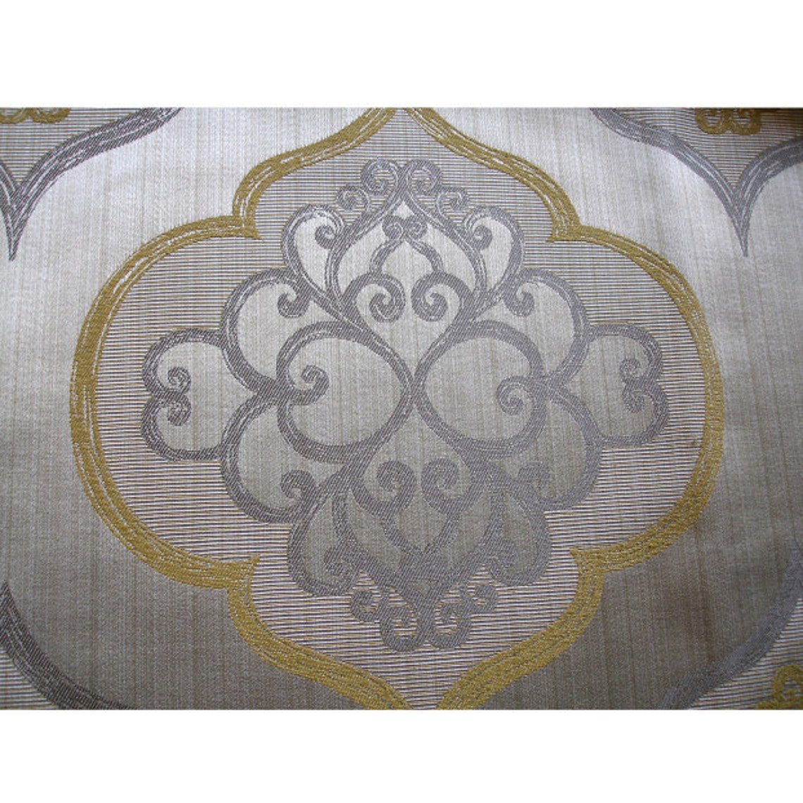 Geometric Light Gold Damask Curtain Fabric Upholstery Fabric Etsy