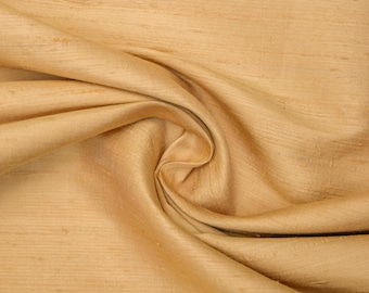 Light Gold 100% Pure Silk Fabric By The Yard / Metre, 41 inch Pure Silk Dupioni Fabric, Wholesale Slubbed Silk fabric for Dresses, Curtains