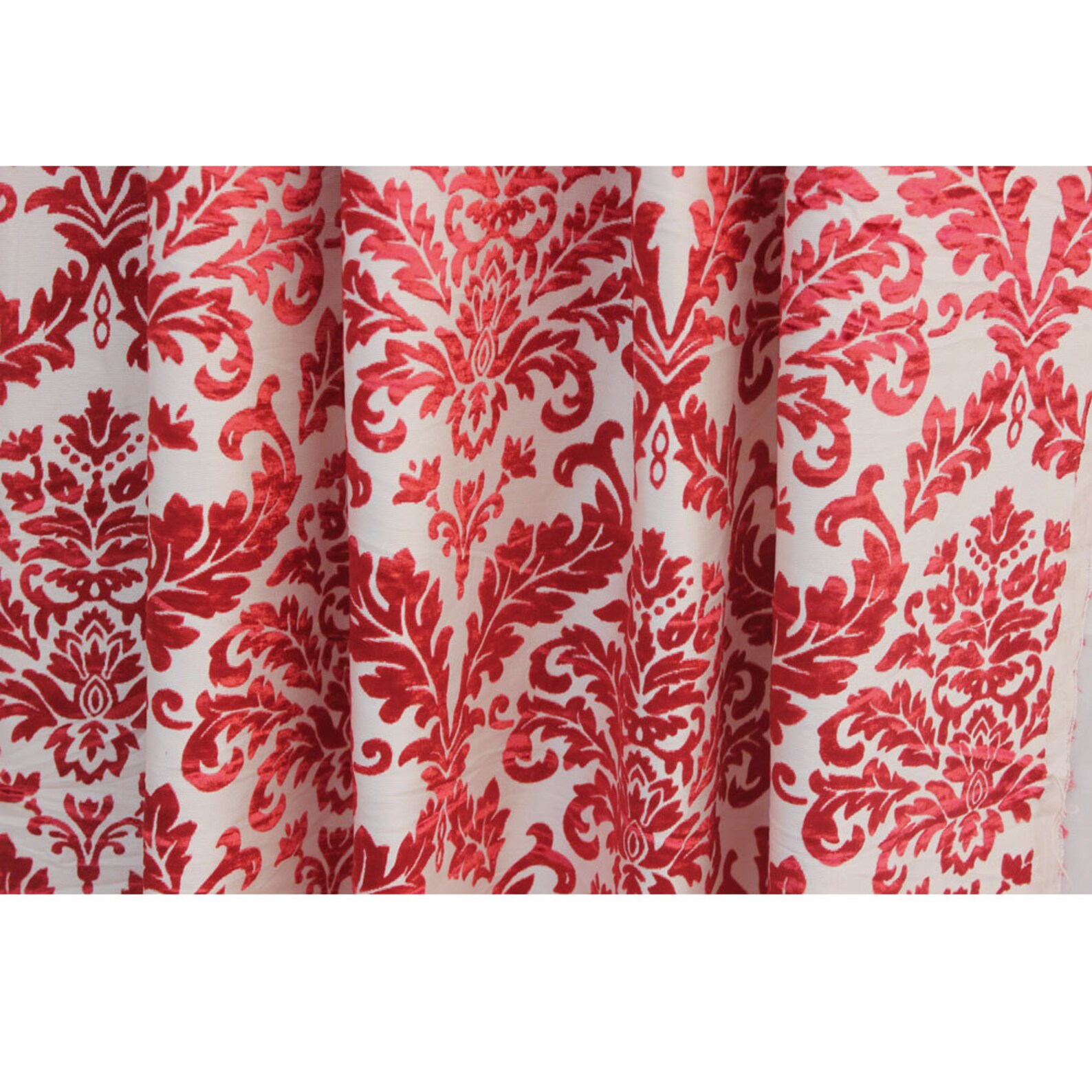 Cayenne Red Damask Fabric By The Yard Upholstery Curtain Etsy