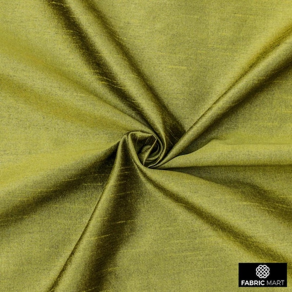 Olive Green Art Silk Fabric By The Yard / Metre, Faux Silk Curtain Fabric, Dress Fabric, Wholesale Art Silk Fabric, Slub Faux Silk Fabric