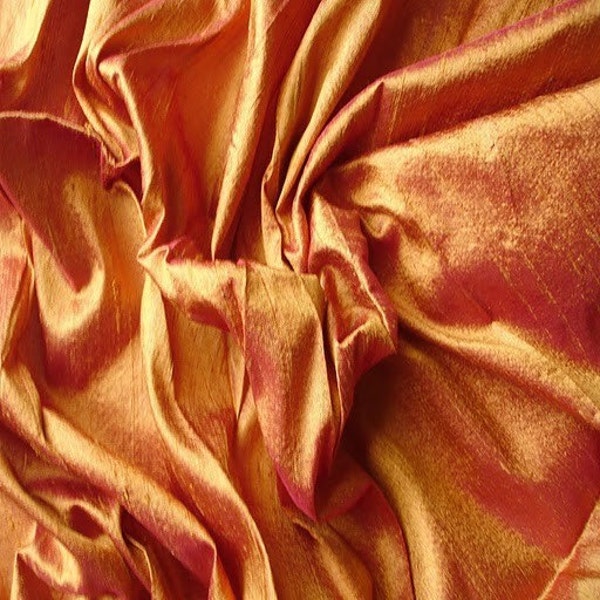 WHOLESALE OFFER 17% OFF - 10 Yards Flamy Orange 100 Percent Pure Silk Dupioni Fabric