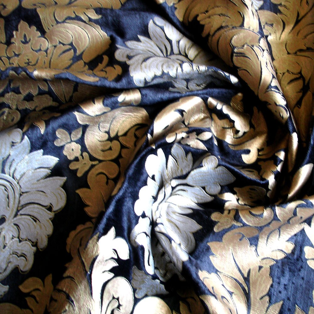 Royal Crown Black Velvet Fabric With Silver Print and Slub Etsy