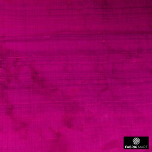 Dark Fuchsia Pink 100% Pure Silk Fabric By The Yard / Metre, 41 inch Pure Dupioni Silk Fabric, Lustrous Silk fabric for Dresses, Curtains image 4