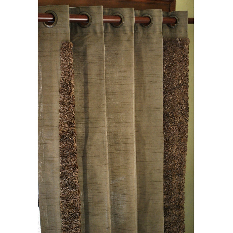 Champagne Brown Satin Ribbon Silk Curtain Panels 52x84 Grommet Drapes Home And Living Bedroom Decor Housewares Window Treatments Blackout