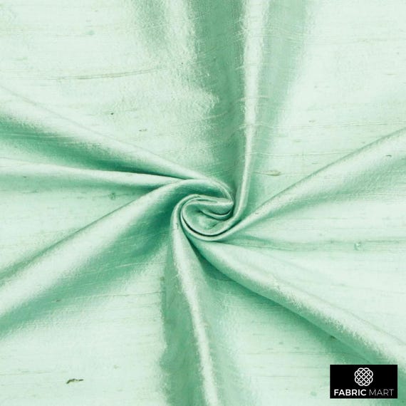 Mint Green 100% Pure Silk Fabric By The Yard / Metre, 41 inch Pure Silk Dupioni Fabric, Wholesale Slubbed Silk fabric for Drapes, Curtains