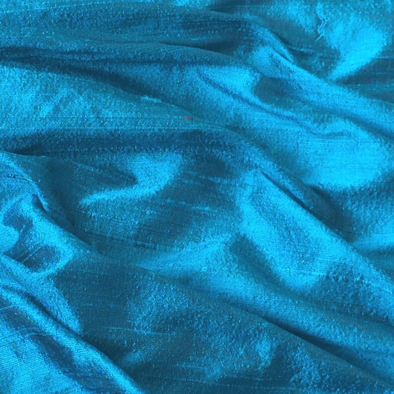 Peacock Blue 100 Percent Pure Silk Fabric By The Yard Pure Etsy