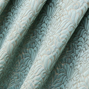 Teal Floral Damask Fabric By The Yard, Jacquard Weave Fabric, Upholstery Fabric, Curtain Fabric, Wholesale Fabric, Damask Floral Fabric