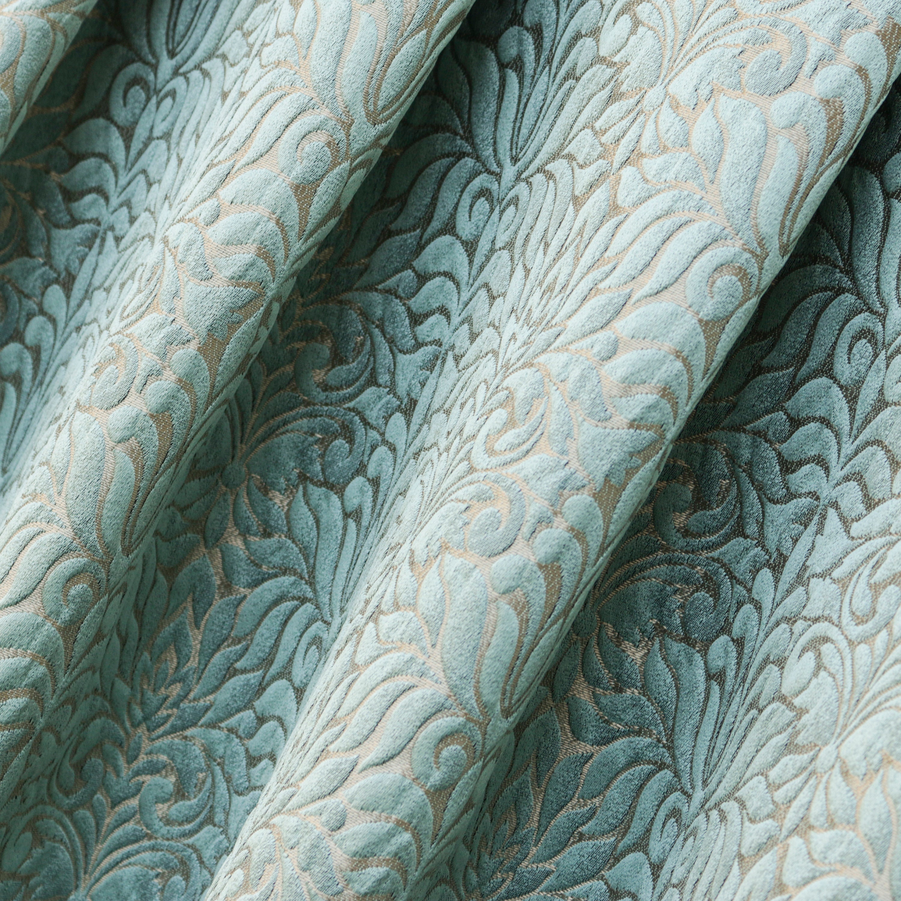 Teal Floral Damask Fabric By The Yard / Metre, Jacquard Weave Fabric, Upholstery Fabric, Curtain Fabric, Wholesale Fabric, Damask Floral