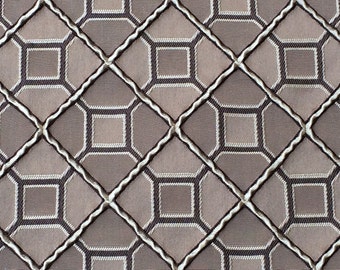 Grey, Brown & Black Tile Pattern Fabric By The Yard, Curtain Fabric, Upholstery Fabric, Curtain Or Drapery Fabric, Window Treatment Fabric