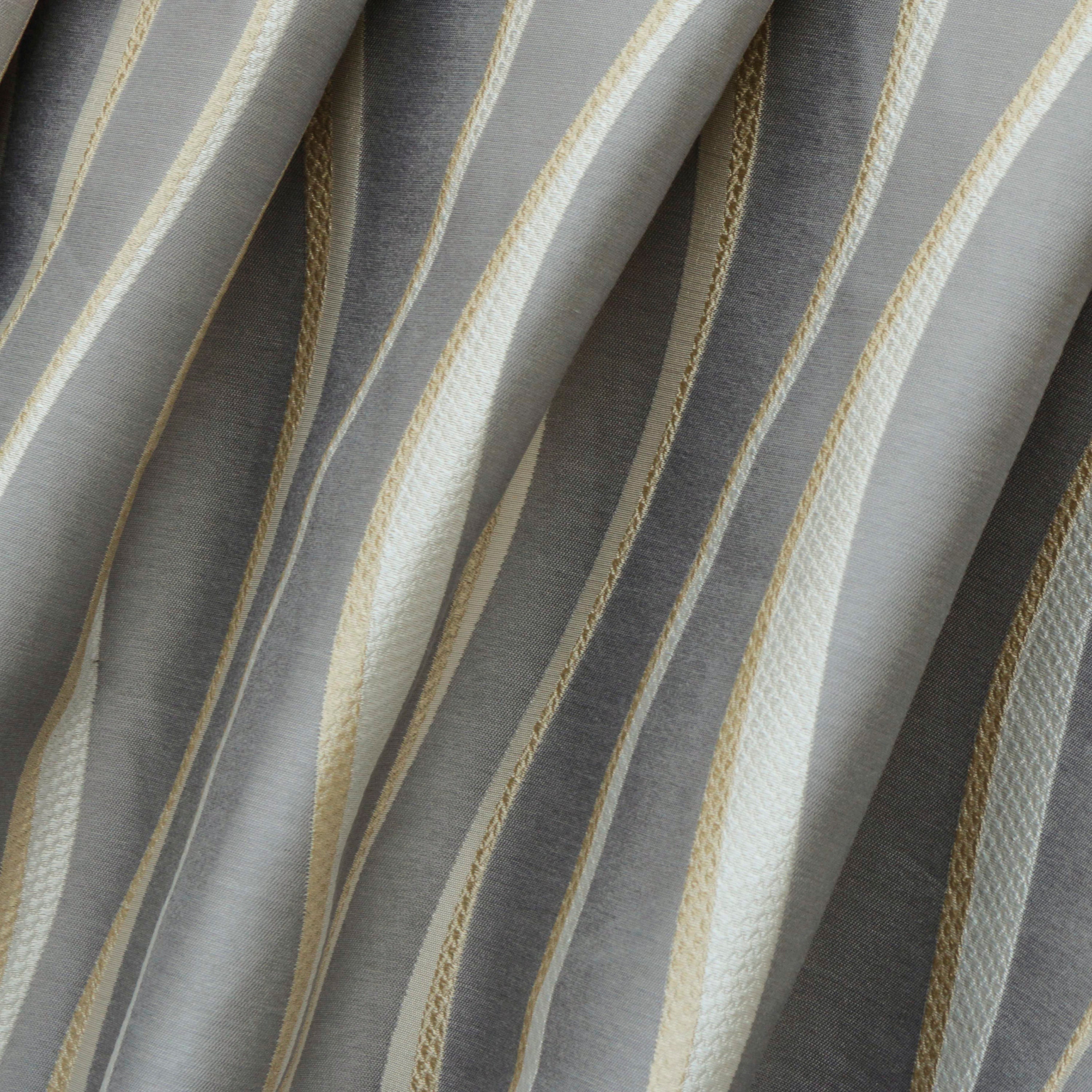 Ivory & Gold Stripes Jacquard Weave Fabric by the Yard / Metre ...