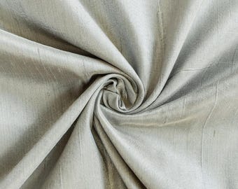 Light Gray Silk Fabric By The Yard / Metre, 41 inch Light Gray Dupioni Silk Fabric, Wholesale Slub Silk fabric for Curtains, Wedding Dress
