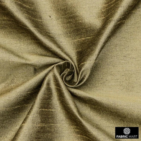 Dull Olive Green Art Silk Fabric By The Yard / Metre, Faux Silk Curtain Fabric, Dress Fabric, Wholesale Art Silk Fabric, Slub Silk Fabric