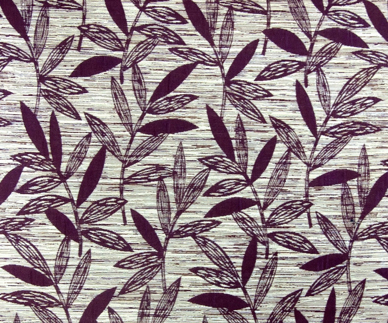 Purple Leaves Jacquard Weave Fabric By The Yard Curtain Fabric Etsy