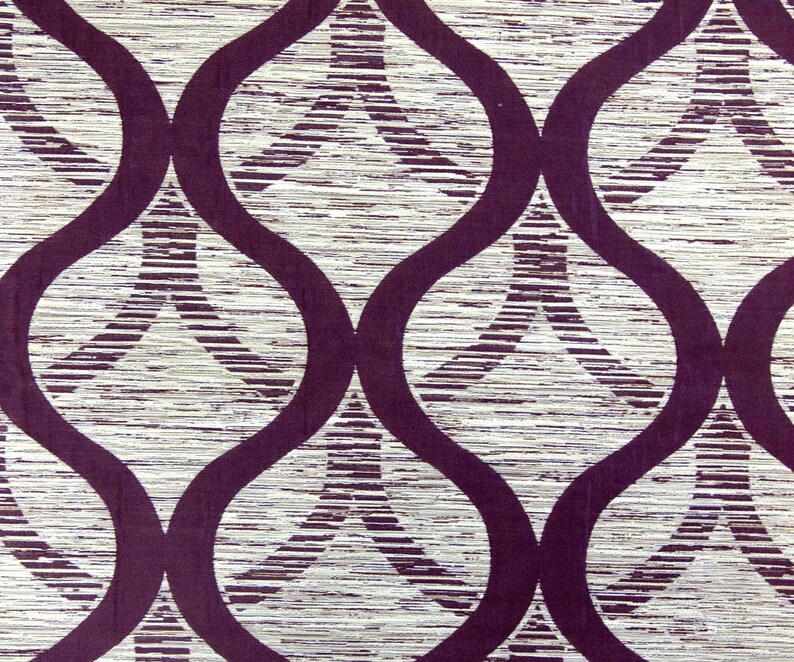 Purple Geometric Jacquard Weave Fabric by the Yard Curtain Etsy