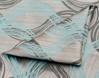 Aqua Stripes Fabric By The Yard / Metre, Jacquard Fabric, Upholstery Curtain Fabric, Wholesale Fabric, Swirl Fabric, Turquoise Stripe