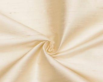 Cream 100% Pure Silk Fabric By The Yard / Metre, 41 inch Pure Dupioni Silk Fabric, Lustrous Slubbed Silk fabric for Bridal Dresses, Curtains