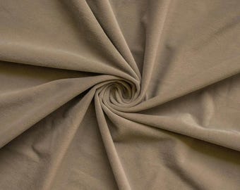 Högkvalitativt plysch sammetstyg, metervara, 136 cm sammetstyg, modesammet, mjuk gardinklädselsammet - mockabrun sammet
