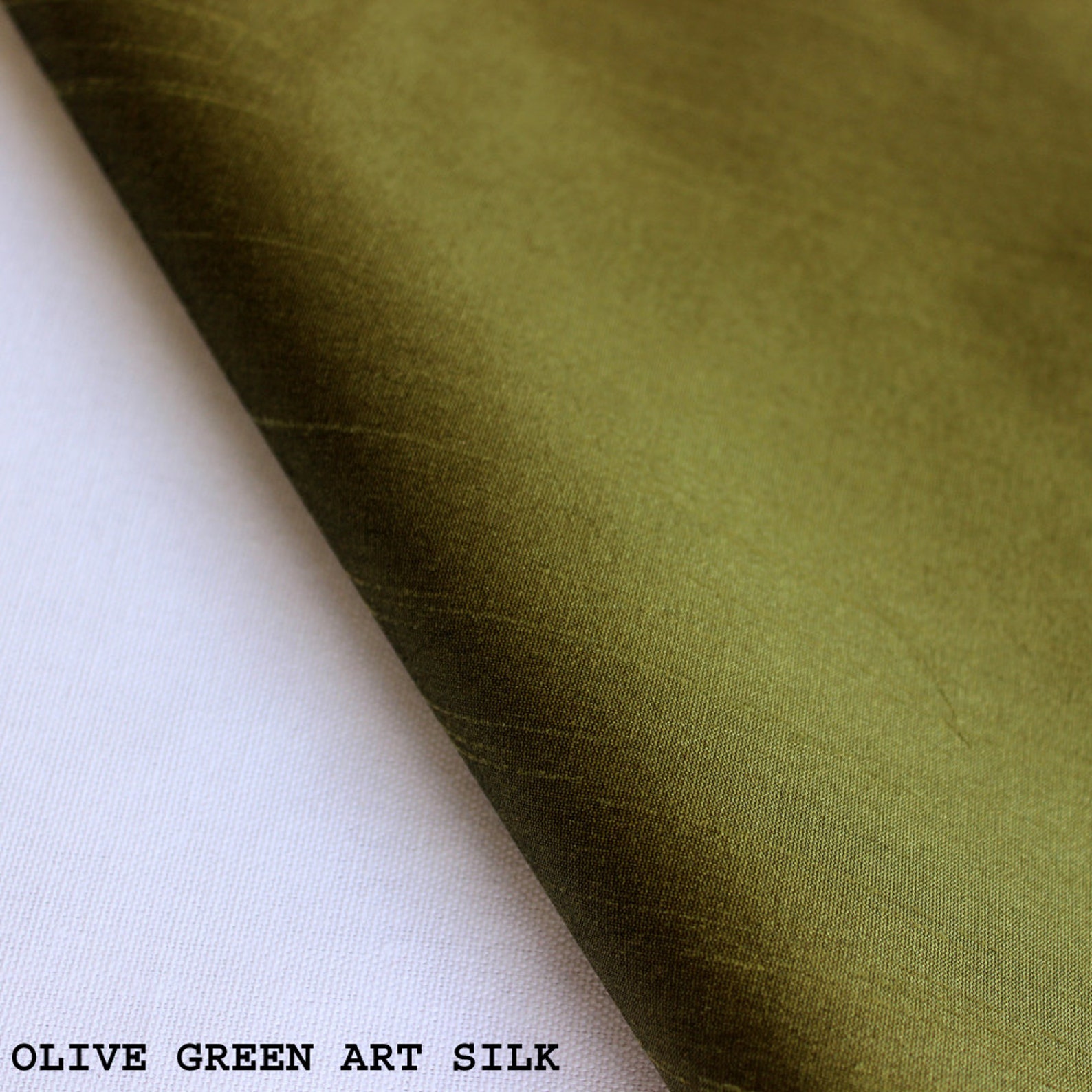 Olive Green Art Silk Fabric By The Yard Silk Curtain Fabric Etsy