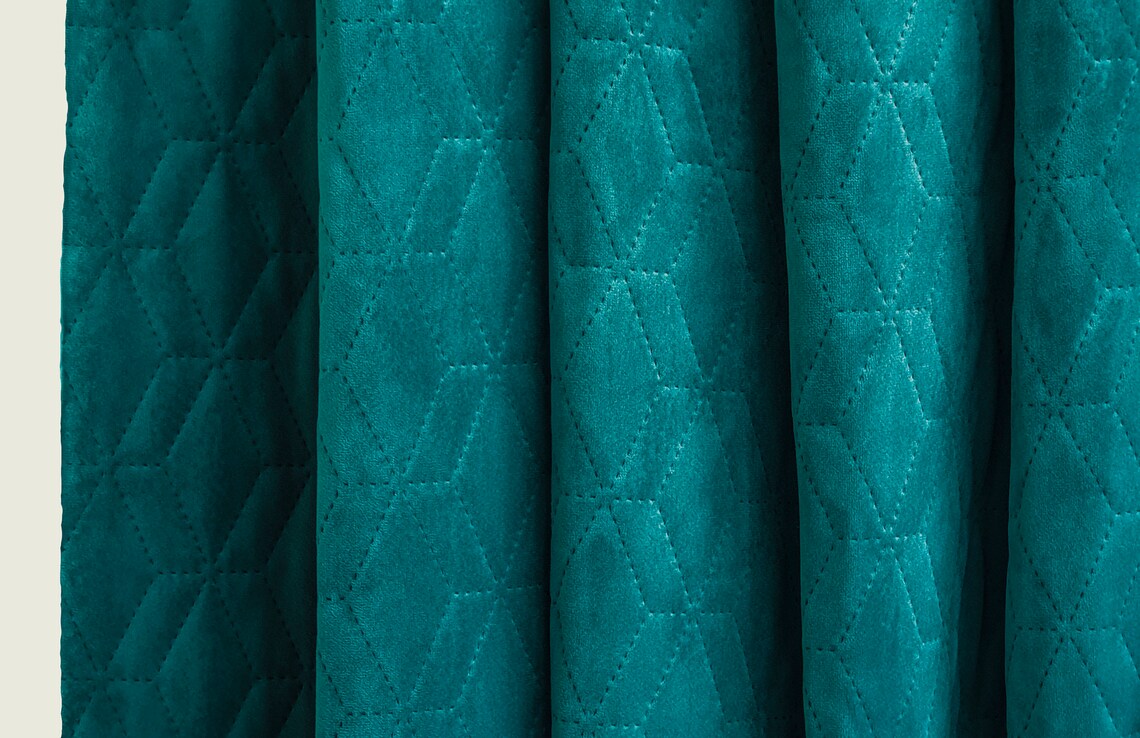 Peacock Green Quilted Velvet Fabric By The Yard Geometric Etsy