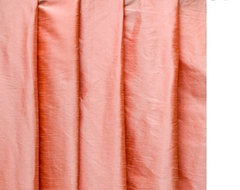 Peach Coral Art Silk Curtain Panels, Faux Silk Curtains (Rod Pocket, Grommet, Box Pleat, Three Pinch Pleat, Tab Top And Plain Ring Top)