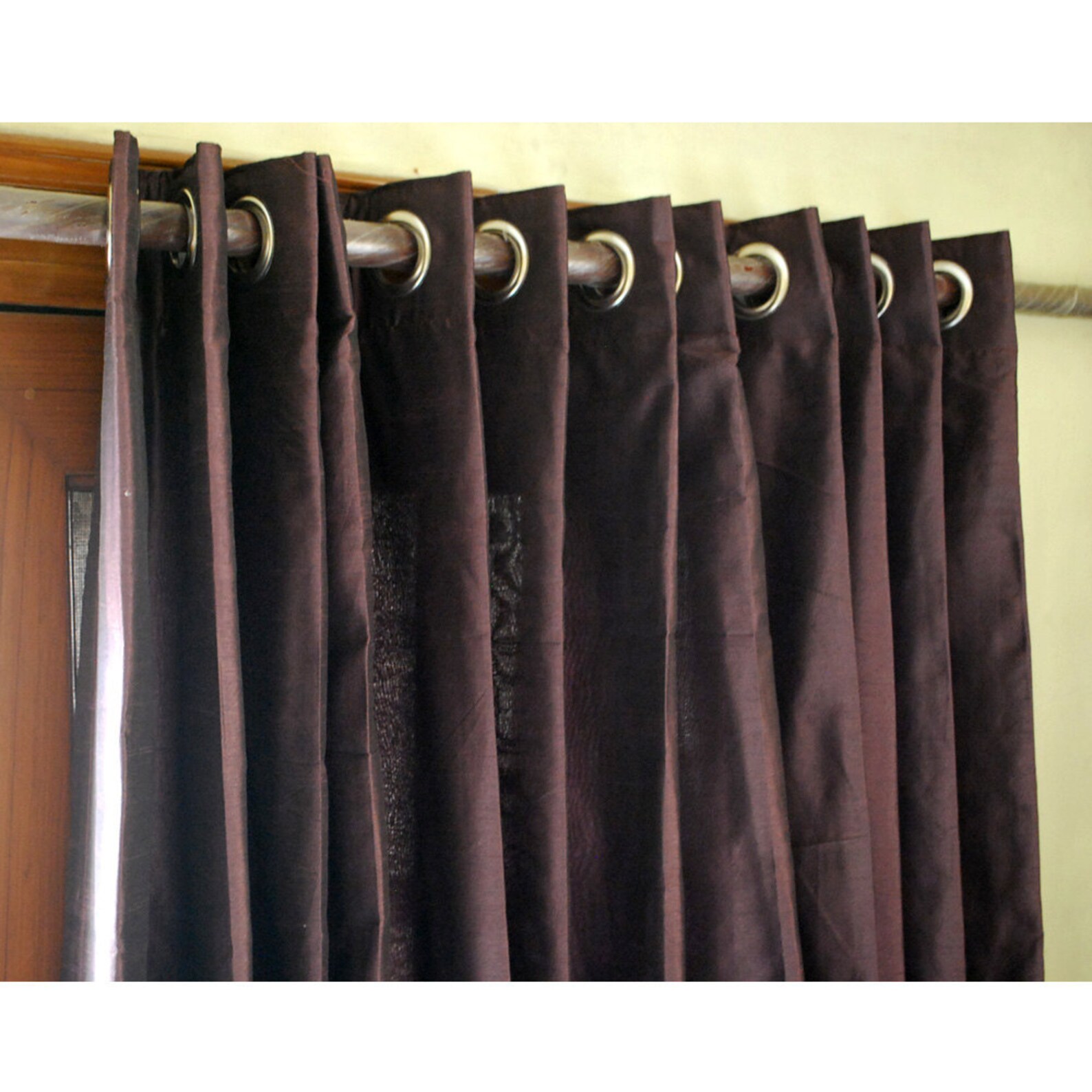 Deep Plum Silk Curtain 52x84 Grommet Drapes Home Etsy