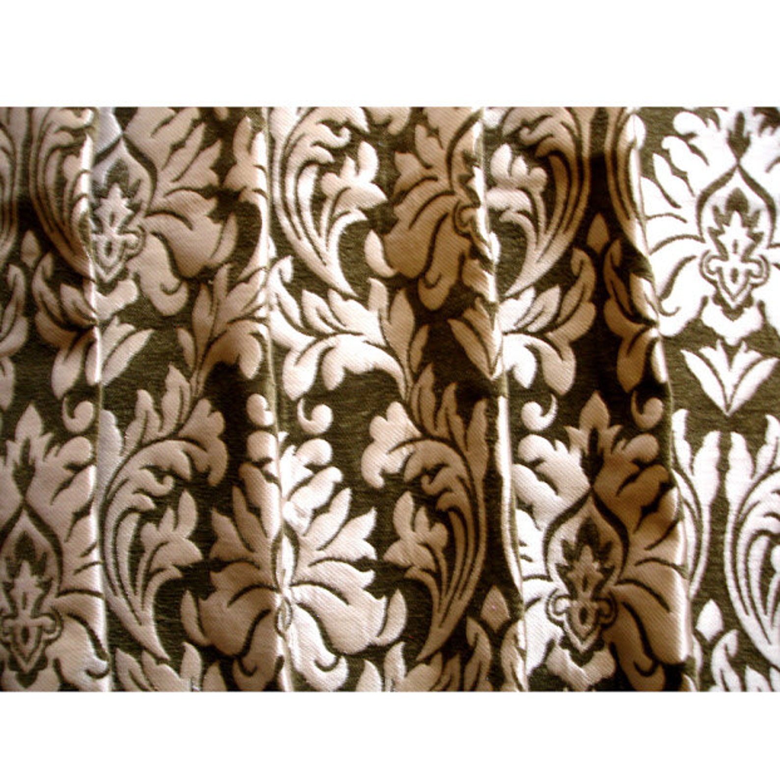 Olive Green Chenille Damask Curtain Fabric Upholstery Fabric Etsy