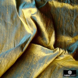 Türkis und Gold Seidenstoff Meterware, 41-Zoll-Türkis-Gold Seidenstoff Dupionseide, Slub Seidenstoff für Brautkleid, Vorhänge