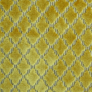 Geometric Chartreuse Velvet Fabric By The Yard, Jacquard Velvet Fabric, Upholstery Fabric, Curtain Fabric, Wholesale Fabric, Fleur De Lis