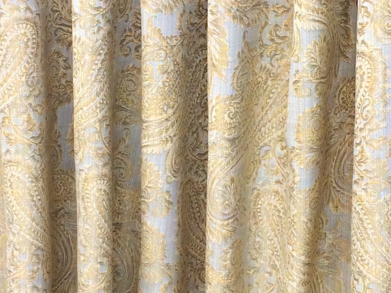 Mustard Yellow Paisleys Curtain Fabric by the Yard Upholstery Etsy
