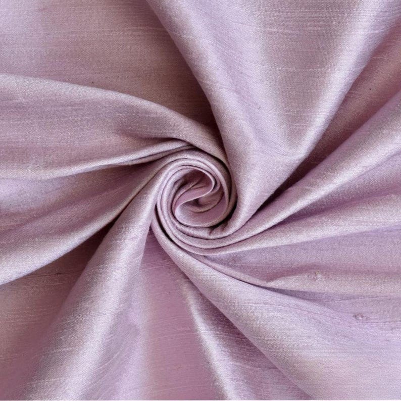 Pastel Lilac 100% Pure Silk Fabric By The Yard / Metre, 41 inch Pure Dupioni Silk Fabric, Lustrous Slubbed Silk fabric for Curtains, Dresses image 10