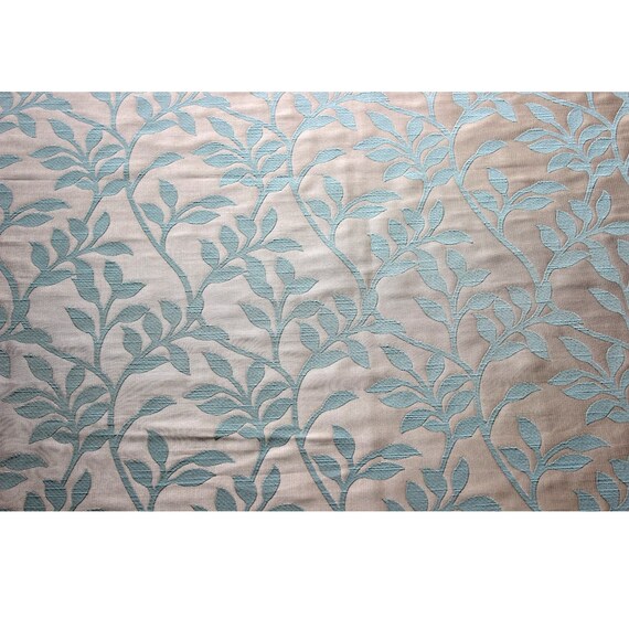 Light Turquoise Green Leaves Curtain Fabric Upholstery Fabric Etsy