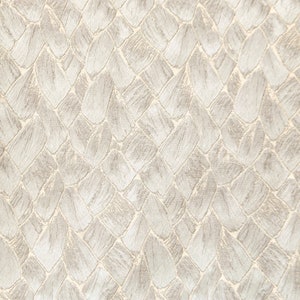 May include: A close-up of a white fabric with a woven pattern that resembles scales. The fabric has a subtle sheen and a slightly textured surface.