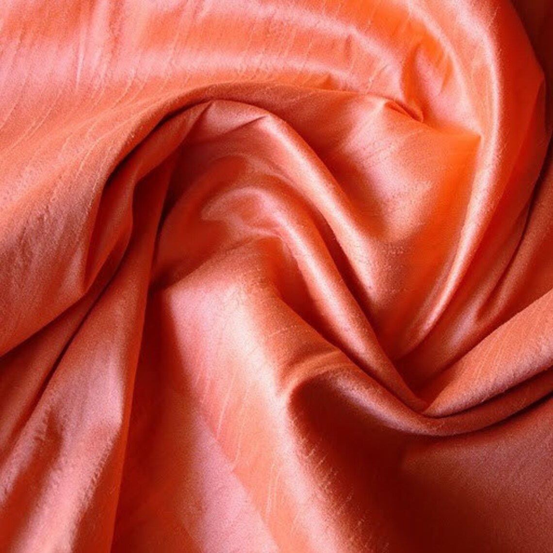 Orange Art Silk Fabric By The Yard Silk Curtain Fabric Apparel Etsy