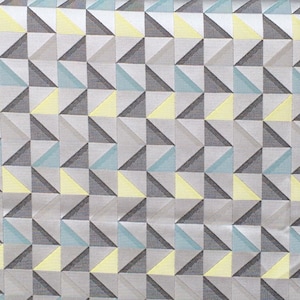 Grey And Yellow Geometric Triangle Curtain Fabric By The Yard / Metre, Upholstery Wholesale Drapery Fabric, Window Treatment Sofa Fabric