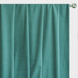 Aqua Green Velvet Curtain Panels, Window Treatment (Rod Pocket, Grommet, Box Pleat, Three Pinch Pleat, Tab Top and Plain Ring Top)