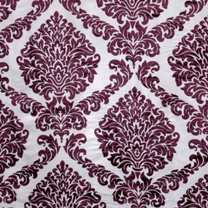 Purple Damask Burntout Velvet Fabric By The Yard / Metre, Burntout Velvet Fabric, Upholstery Fabric, Curtain Wholesale Fabric, Damask Fabric