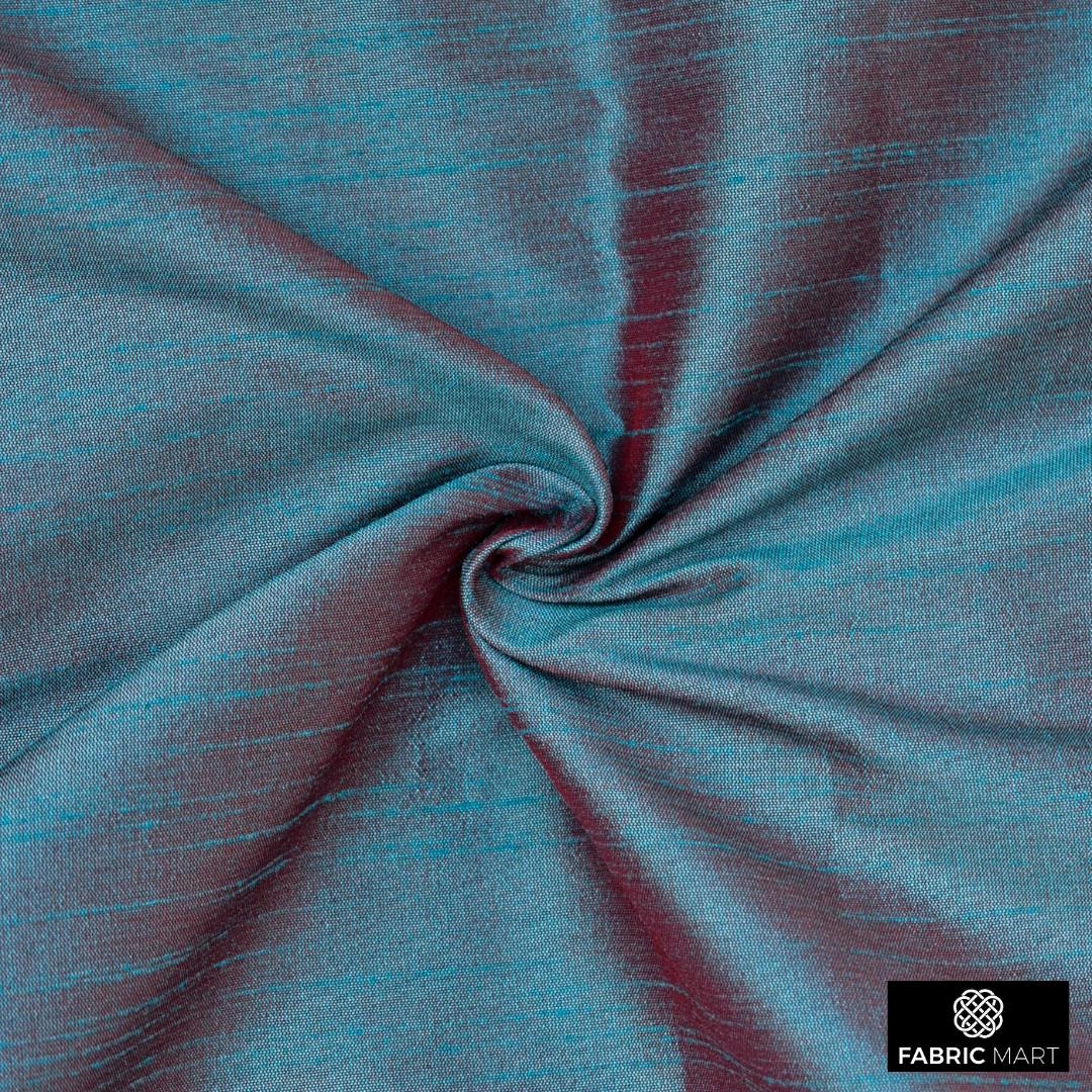 Blau Roter Kunstseide Stoff Meterware, irisierender Faux