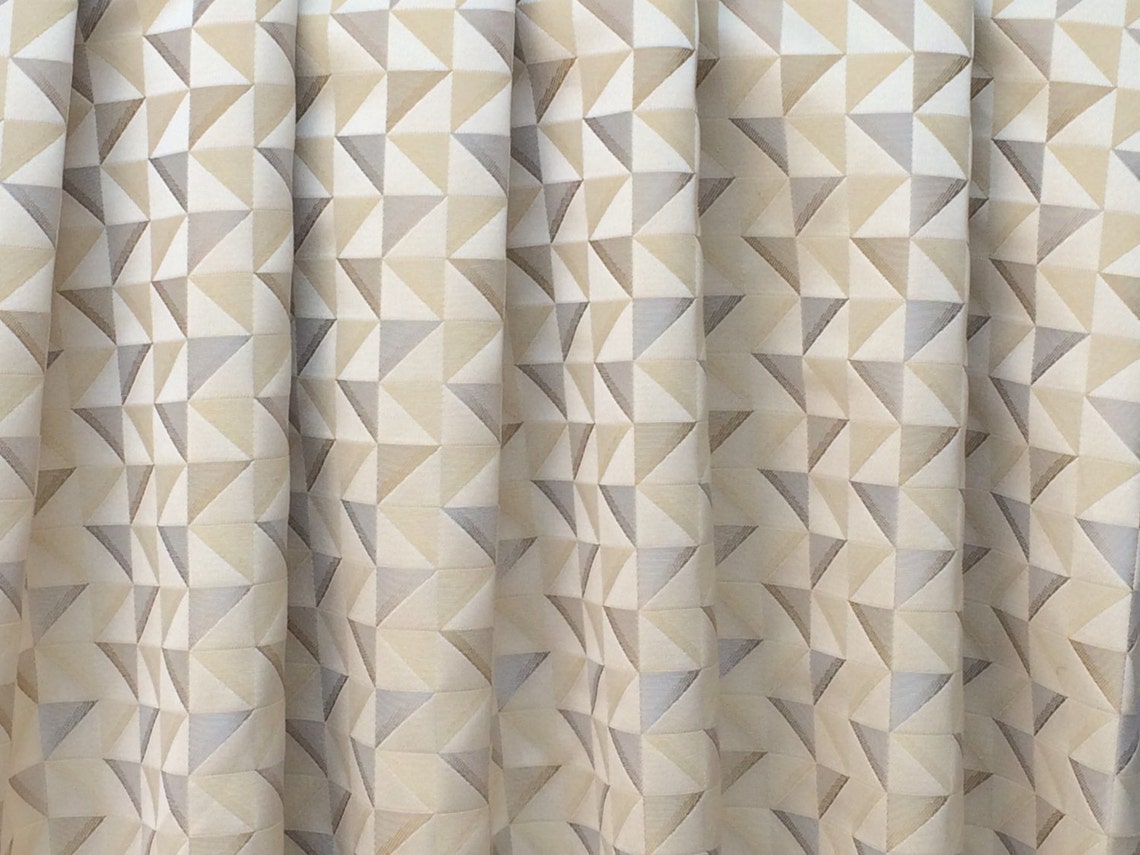 Light Gold Geometric Triangles Curtain Fabric by the Yard Etsy