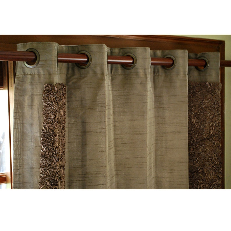 Champagne Brown Satin Ribbon Silk Curtain Panels 52x84 Grommet Drapes Home And Living Bedroom Decor Housewares Window Treatments Blackout