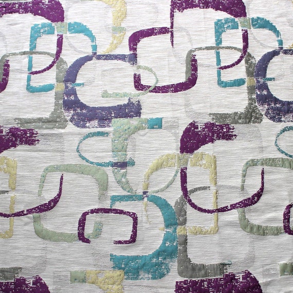 Items similar to Multicolored Abstract Curtain Fabric Upholstery Fabric